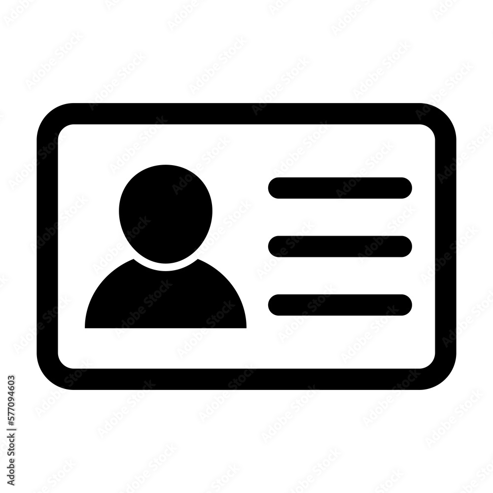 Id card icon. Id card badge icon. Identification card, driver's license icon. Vector illustration. Id card icon. Id card badge icon. Identification card, driver's license icon. Vector illustration.