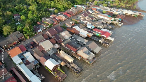 Wallpaper Mural Orbital aerial shot of Ko Lanta Old Town on sunny evening. Krabi Province, Thailand. Torontodigital.ca