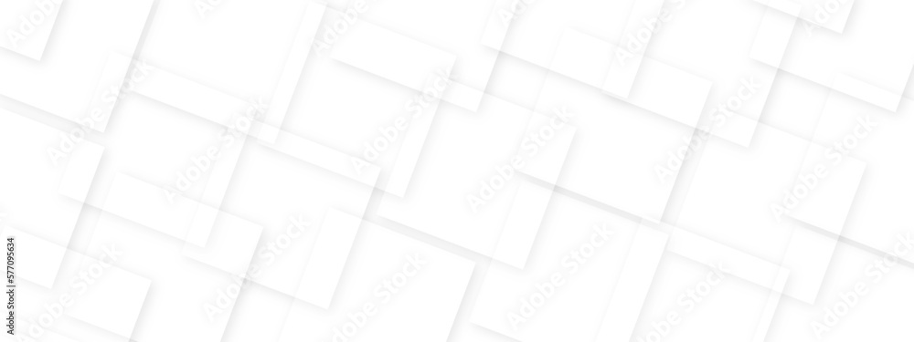 White paper texture and abstract white background. Abstract white square shape with futuristic background. Geometric lines angles shapes in white and gray layer. 