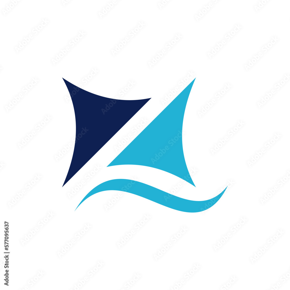 Letter z boat nautical modern logo design