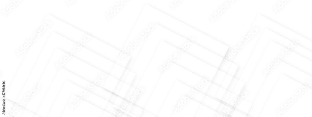 White paper texture and abstract white background. Abstract white square shape with futuristic background. Geometric lines angles shapes in white and gray layer. 