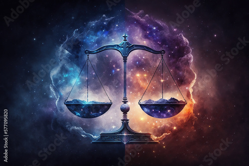Libra zodiac sign against nebula background. Generative AI