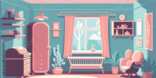 Home Lifestyle Interior Background Design Simple Flat Living House Illustration
