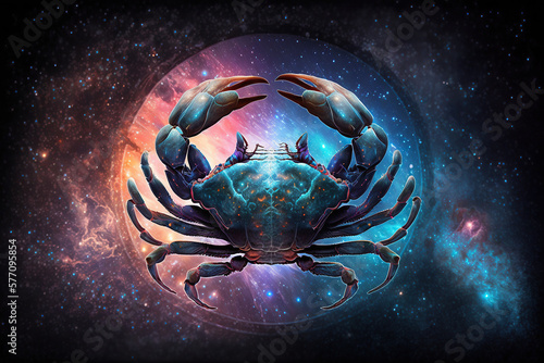 Cancer zodiac sign against nebula background. Generative AI
