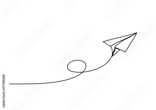 paper plane , line drawing style, , startup idea concept  , Vector Illustration.