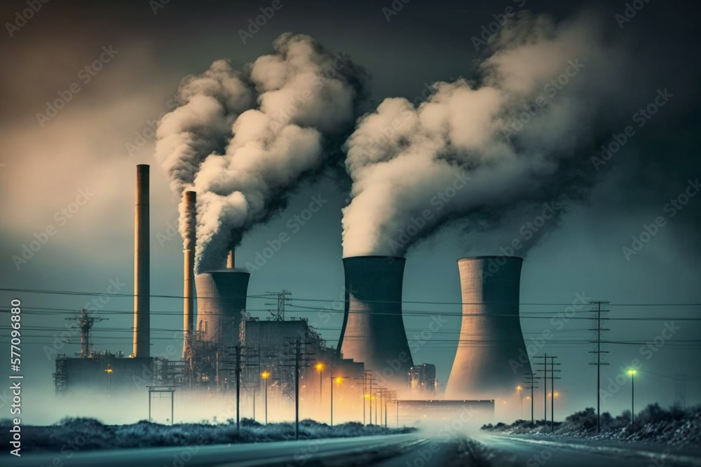 Choking Our Planet with smoke. A Power Plant Polluting the Air creating environmental disaster. Ai generated Choking Our Planet with smoke. A Power Plant Polluting the Air creating environmental disaster. Ai generated
