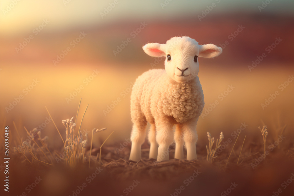 Fototapeta premium Cheerful Little Lamb with a Big Smile on its Face