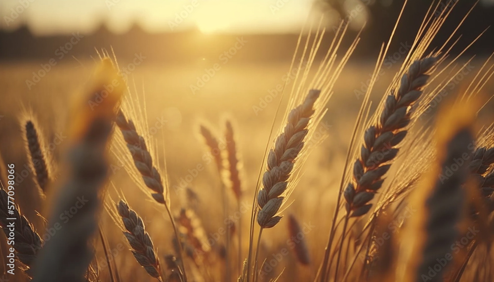 wheat field, landscape at sunset, generative ai wheat field, landscape at sunset, generative ai