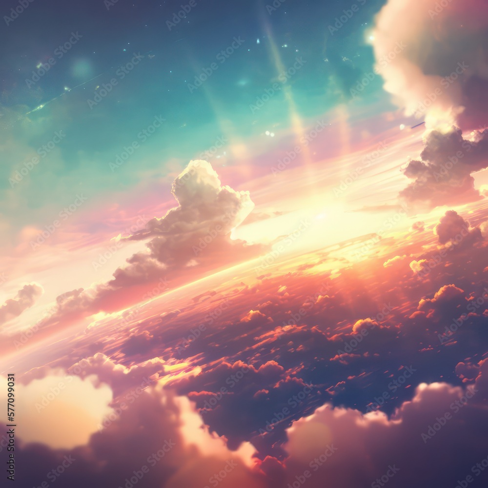 Sky view anime style background wallpaper. Anime beautiful sky. Generative  AI. Stock Illustration | Adobe Stock