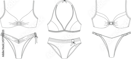  "Woman swimwear, technical drawing, template, sketch, flat, mock up. Recycled PA, Recycled PES, Lycra fabric swimwear front view, white color" 
