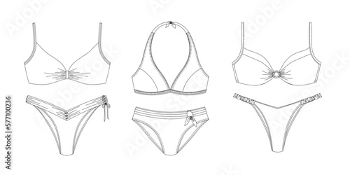  "Woman swimwear, technical drawing, template, sketch, flat, mock up. Recycled PA, Recycled PES, Lycra fabric swimwear front view, white color" 
