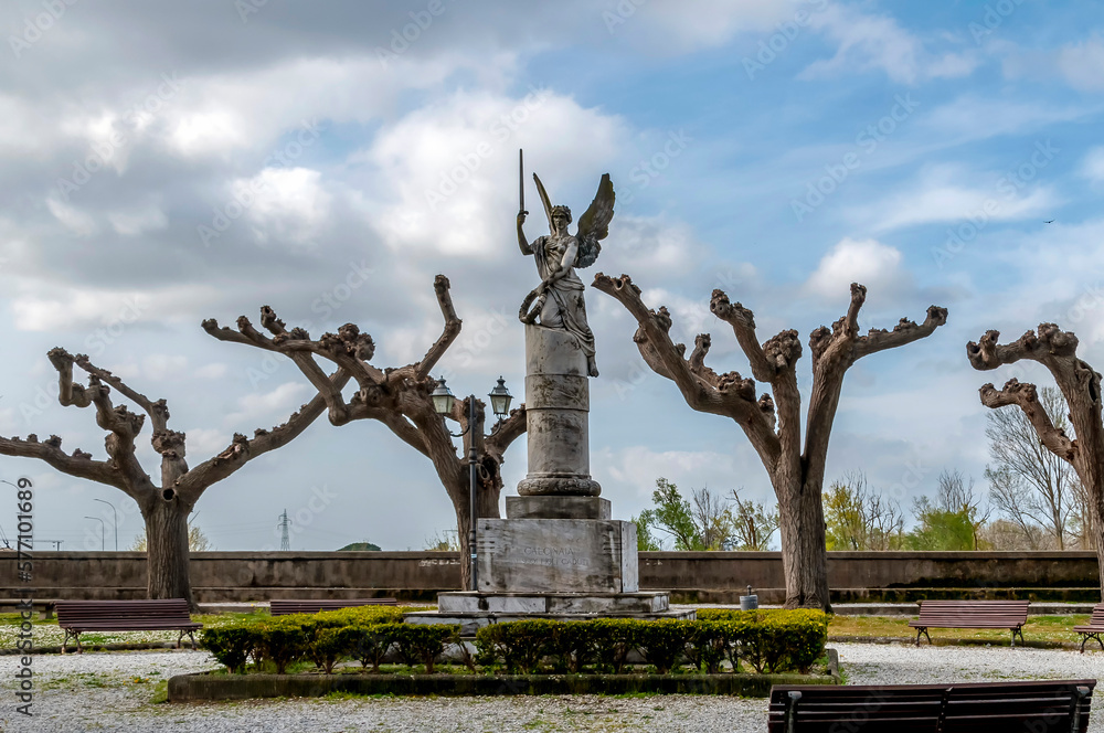The war memorial in the historic center of Calcinaia, Pisa, Italy