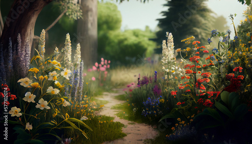 An image of a garden with wildflowers to celebrate the biodiversity of our planet generative AI