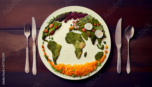 An image of a plate of vegetarian food to encourage sustainable consumption during Earth Month generative AI