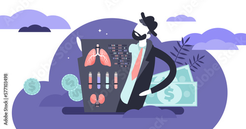 Black market illustration, transparent background. Flat tiny illegal products purchase person concept. Crime to sell inner human organs for transplant trafficking.