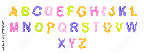 Vector cartoon typeface, multicolored kids vector ABC, letters. Uppercase lowercase cute childish signs. Nursery bright alphabet vector illustration symbols set. Alphabet design in a colorful style.