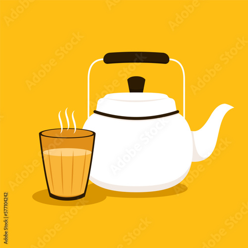 Indian hot drink vector. Indian chai icon. Chai is Indian drink. 