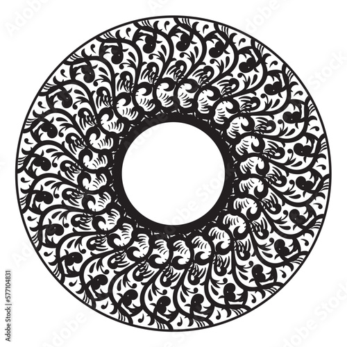 Circular pattern in form of mandala for Henna, mahendi, tattoo, decoration. Decorative ornament in ethnic oriental style. Coloring book page.