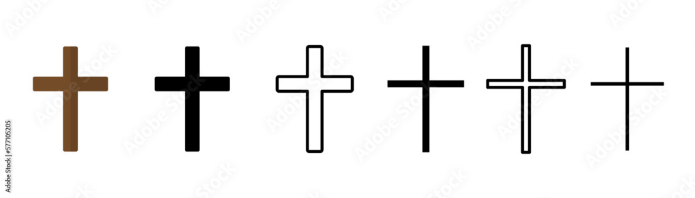 Christian cross icons. Crucifix christian cross icons collection. Religion faith cross icon. Vector EPS 10 Christian cross icons. Crucifix christian cross icons collection. Religion faith cross icon. Vector EPS 10
