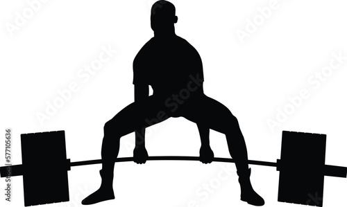 powerlifter exercise barbell deadlift in powerlifting black silhouette