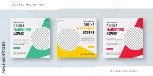 Online marketing agency live webinar and corporate social media post template
