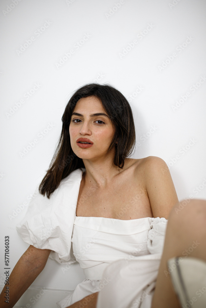 Stylish woman in trendy clothes in studio Stylish woman in trendy clothes in studio