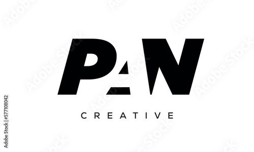 PAN letters negative space logo design. creative typography monogram vector