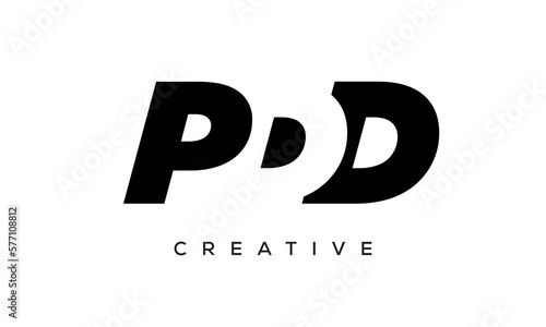 PDD letters negative space logo design. creative typography monogram vector