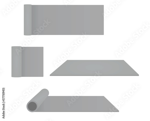 Grey  exercise mat. vector illustration
