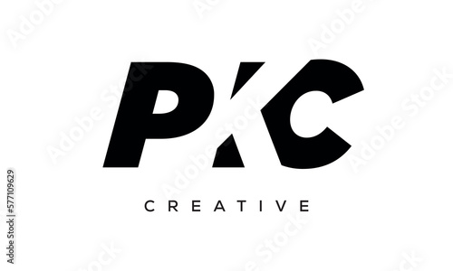 PKC letters negative space logo design. creative typography monogram vector photo