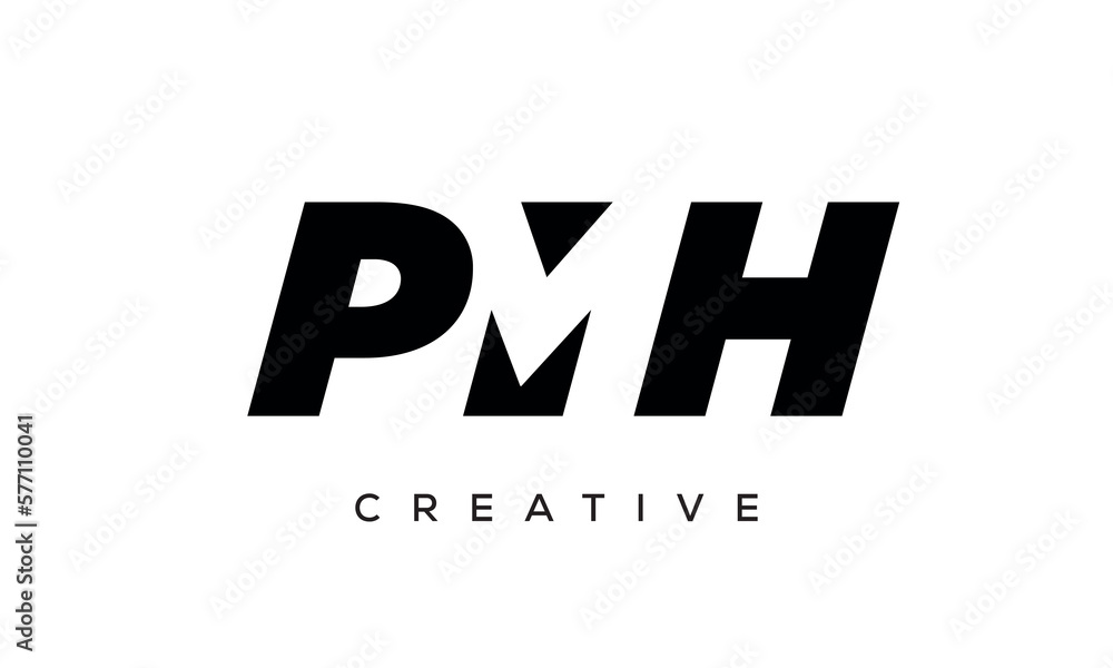 PMH letters negative space logo design. creative typography monogram vector