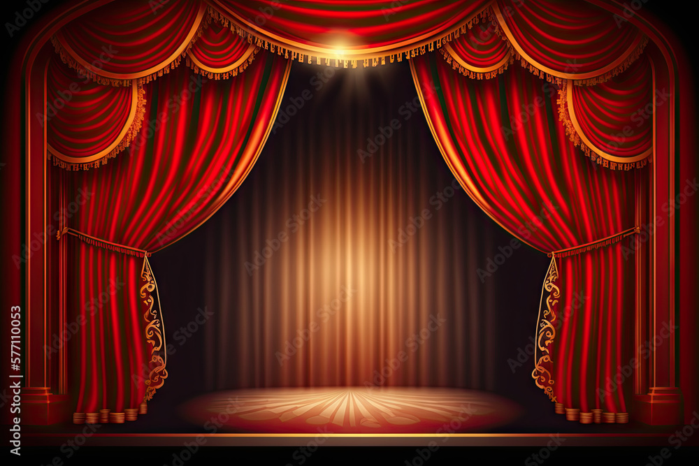 Fototapeta premium Red screen opening in stage