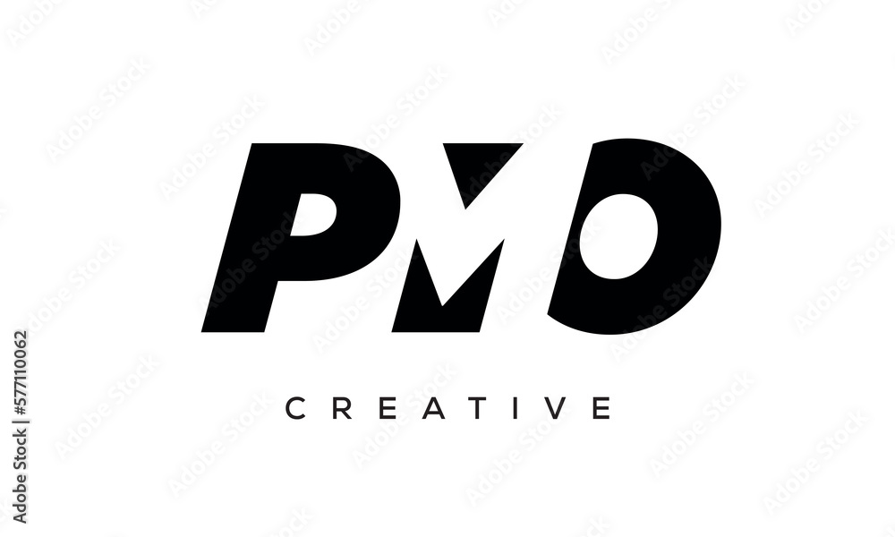 PMO letters negative space logo design. creative typography monogram vector PMO letters negative space logo design. creative typography monogram vector