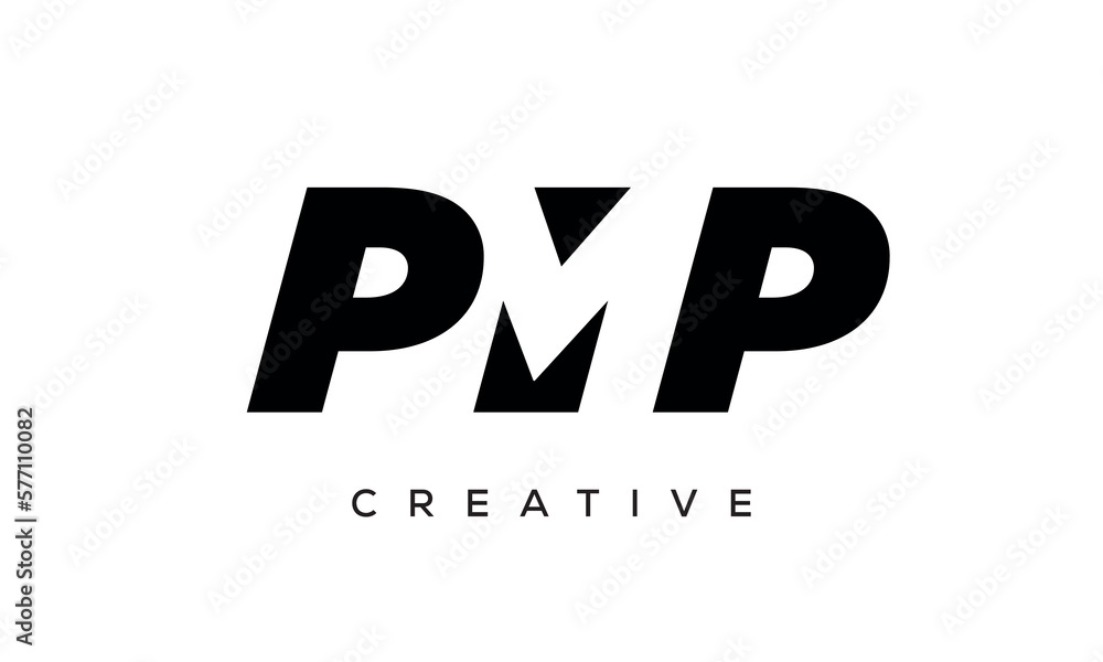 PMP letters negative space logo design. creative typography monogram vector PMP letters negative space logo design. creative typography monogram vector