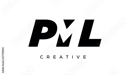 PML letters negative space logo design. creative typography monogram vector photo