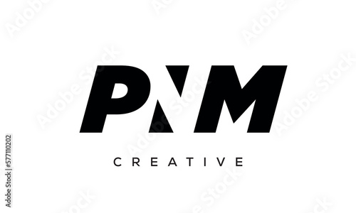 PNM letters negative space logo design. creative typography monogram vector