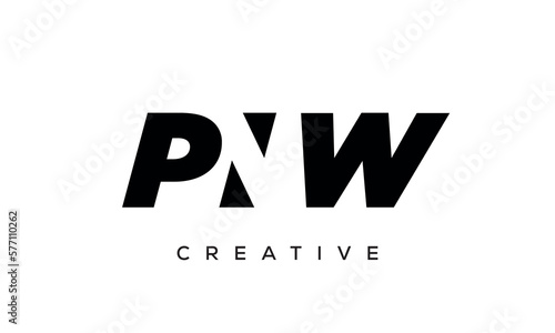 PNW letters negative space logo design. creative typography monogram vector