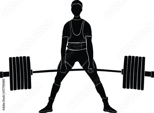 athlete powerlifter deadlift in powerlifting black silhouette