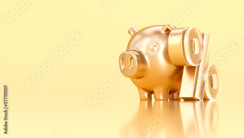Golden pig with money, symbol of the safe and the safety of money, reliable money capital online - 3D Illustration