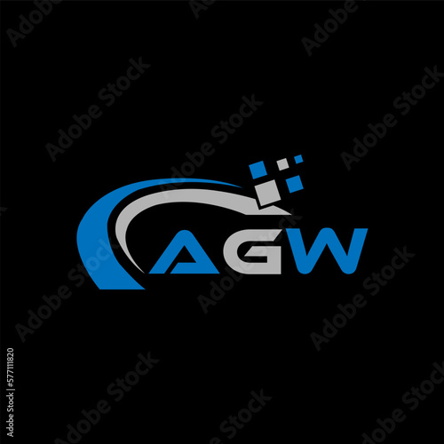 AGW letter logo design on black background. AGW creative initials letter logo concept. AGW letter design. AGW letter design on black background. AGW logo vector.
 photo