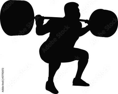male powerlifter squatting in powerlifting black silhouette photo