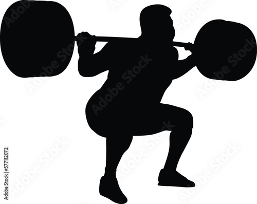 male powerlifter squatting in powerlifting black silhouette