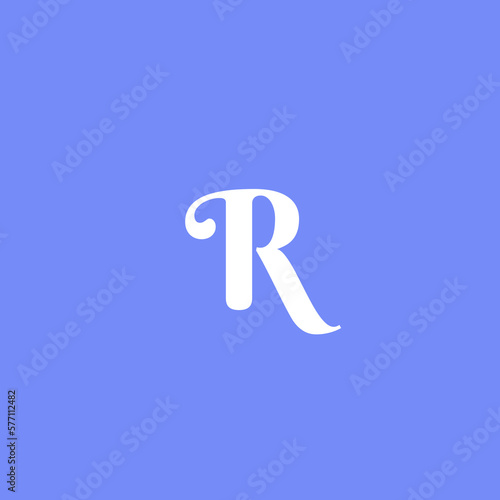 single letter r luxury logo on blue color background