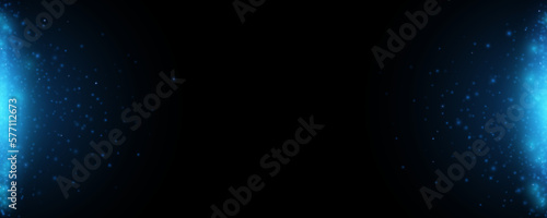 Illumination with glowing blue lights. Magical dust on black background for your cover or banner. Vector illustration