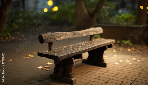 Wallpaper Mural wooden park benches in the park, aesthetic empty wood bench. empty seat summer day park. nobody on a wooden bench. bench park green and yellow grass background. empty park seat bokeh Torontodigital.ca