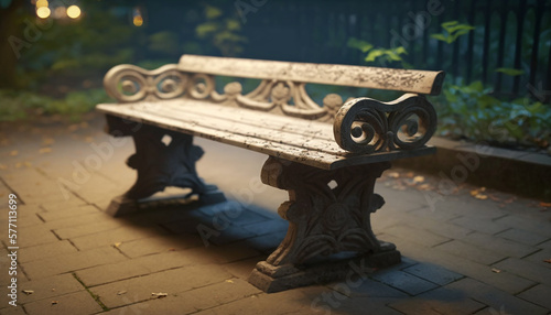 Wallpaper Mural wooden park benches in the park, aesthetic empty wood bench. empty seat summer day park. nobody on a wooden bench. bench park green and yellow grass background. empty park seat bokeh Torontodigital.ca