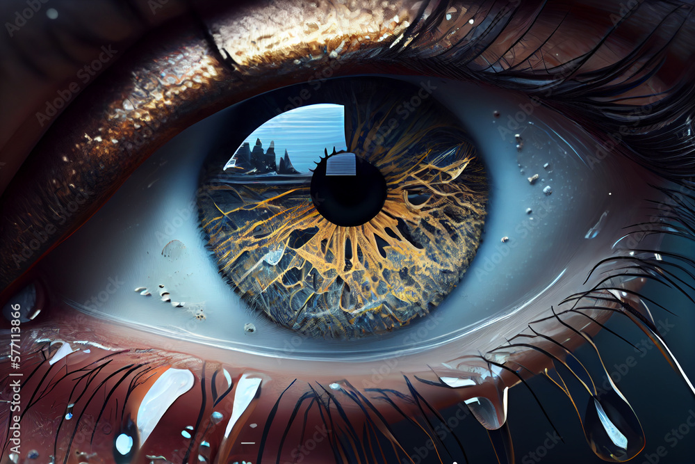 Human eye close up. AI generated