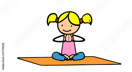 Girl in the lotus position in children s yoga