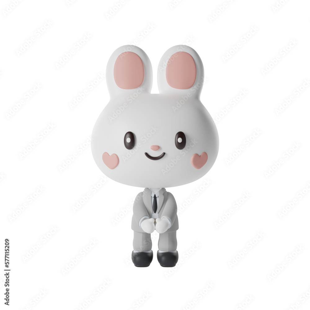 Rabbit Businessman 3D Illustration-8 Rabbit Businessman 3D Illustration-8