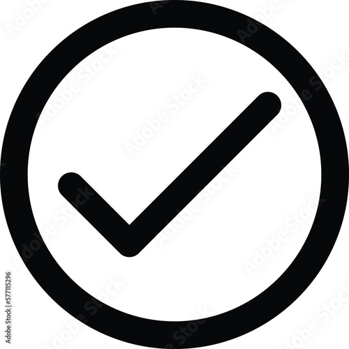 black checkmark icon in a circle isolated on white background